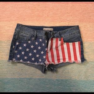 American Flag Bullhead Denim Shorts